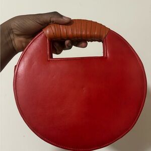 Red Circular Leather Handbag